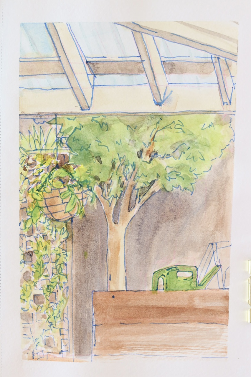 IMG_5181.jpeg|watercolour sketch of the view from my dining table out to the courtyard