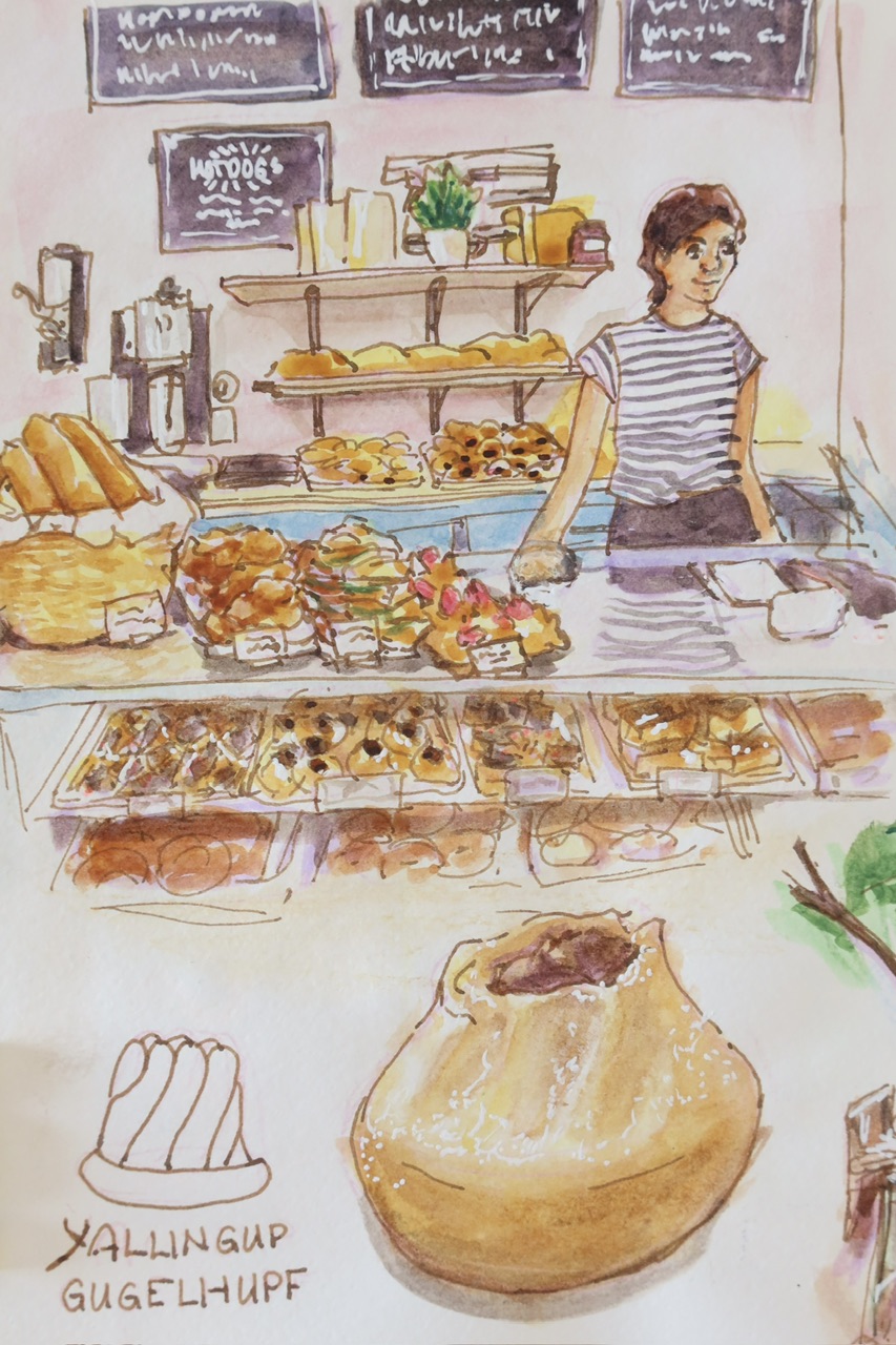 IMG_5186.jpeg|watercolour sketch of Yallingup Bakery counter